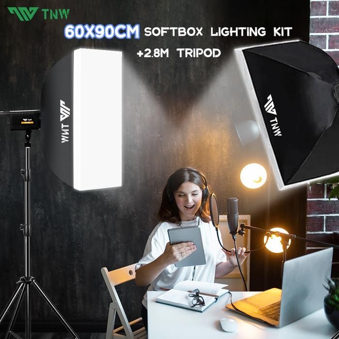 Light- Tnw Softbox Lighting 6090Cm Softbox Lighting Studio Softbox Besar+2.8M Lightstand
