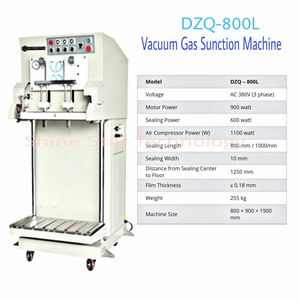 WIRAPAX EXTERNAL NOZZLE Vacuum Sealer with Gas Nitrogen Flushing DZQ-800L WIRAPAX