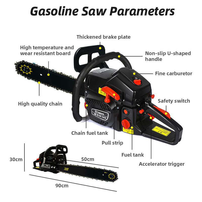 5000W Gasoline Chainsaw Wood Pruning Cutting Logging Chain Saws Power Tools Gas Gasoline Powered Cha