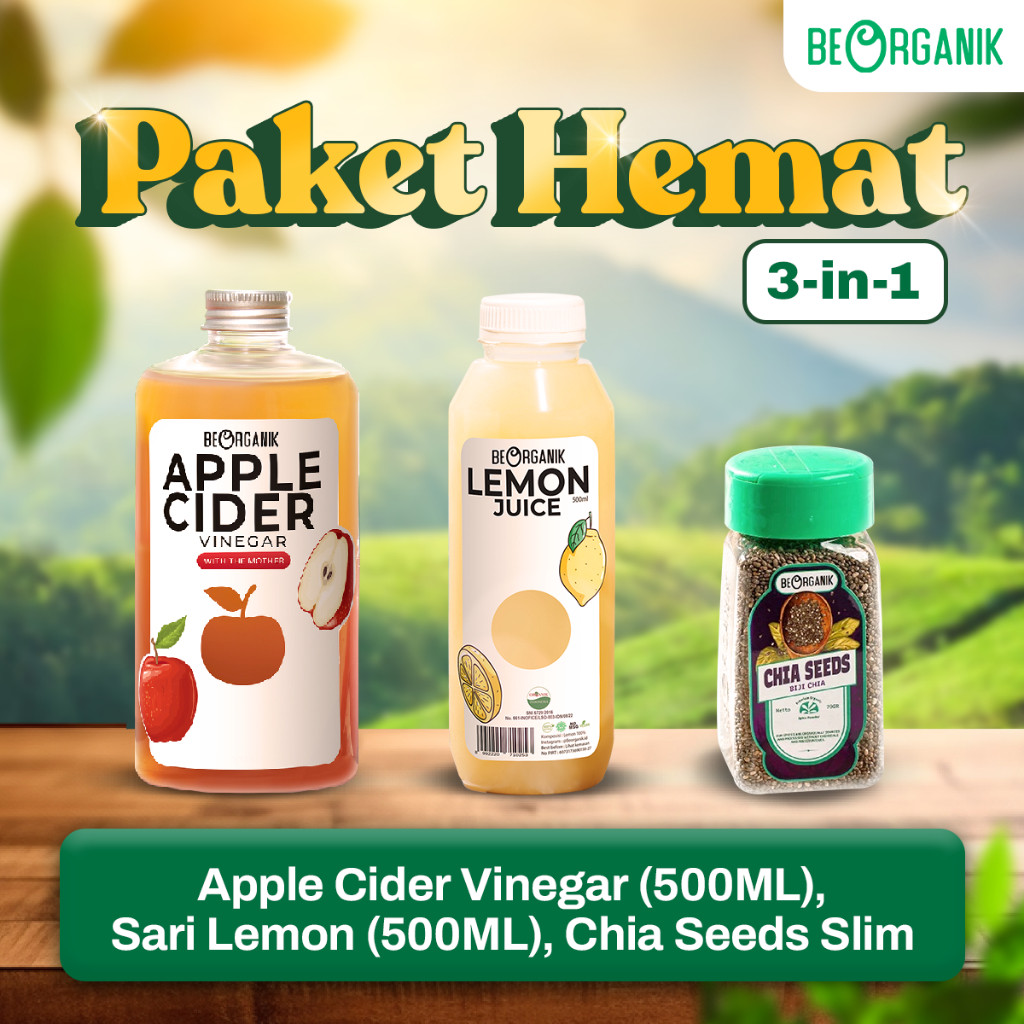 

Beorganik Natures Rresh Package - Paket Cuka Apel, Sari Lemon, & Chia Seed
