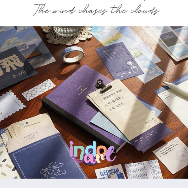 

(IAS) Journal Kit Set Gift isi 122pc Set 9 in 1 Warm Mail / Scrapbook Vintage Memo Pad