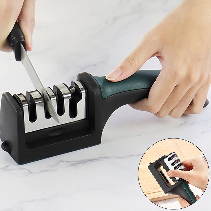 

1Pc Tungsten Steel Four-Stage Whetstone, Household Kitchen Knife, Stainless Steel Sharpening Rod,
