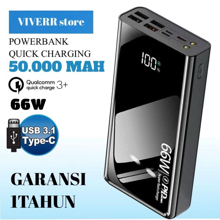POWERBANK VIVERR Fast arging 66W 3.0 kapasitas 50.000 mAh