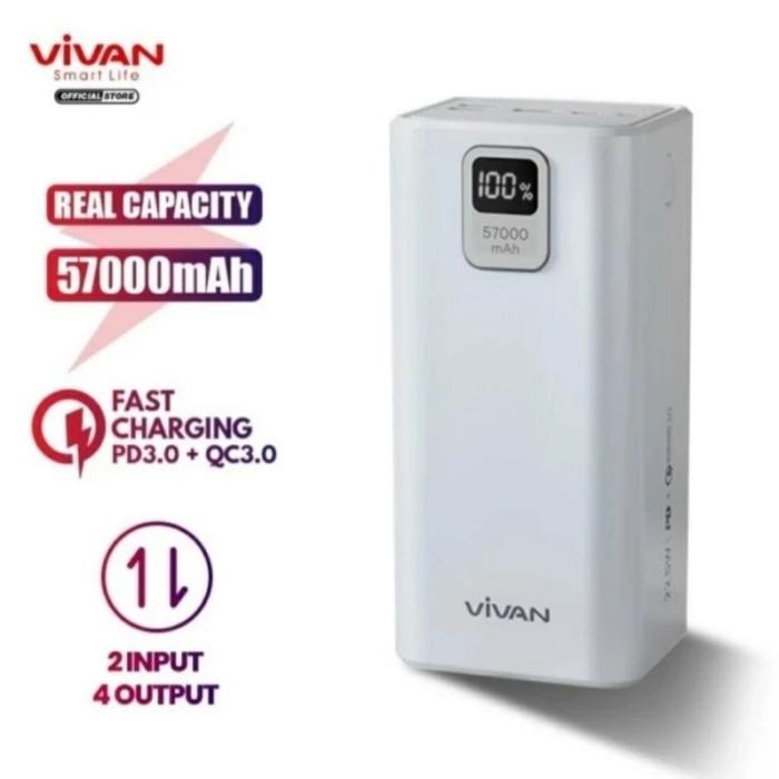 Powerbank Portabel Vivan 57000Mah VPB-B60 Quick arging VPBB60 4OUT