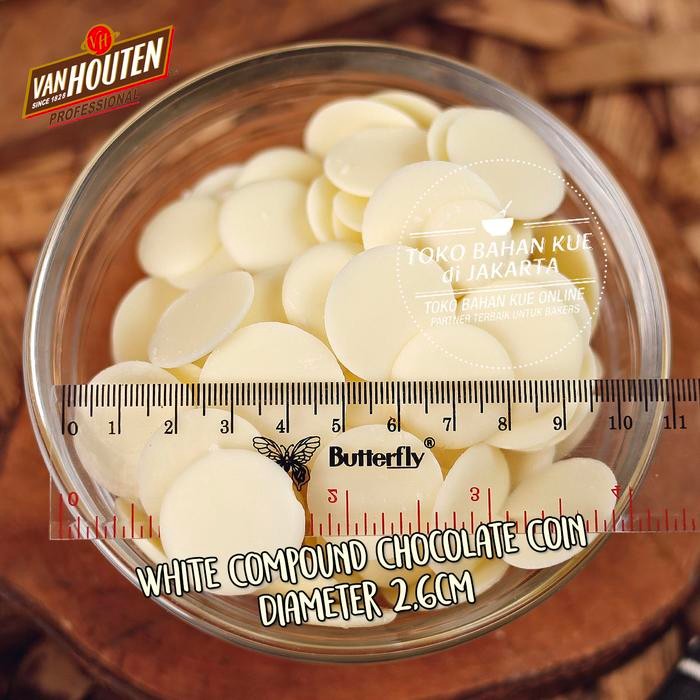 

VAN HOUTEN COIN 500GR WHITE CHOCOLATE MANIS RASA SUSU COKELAT COMPOUND