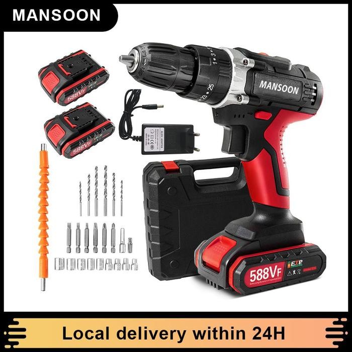 MANSOON Mesin Bor Elektrik Electric Drill Set Mesin Bor Tangan Elektrik Bor dampak