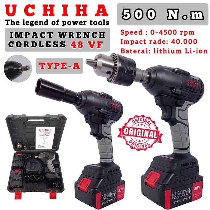MESIN CORDLESS DRILL IMPACT WRENCH UCHIHA buka baut ban mobil JAPAN