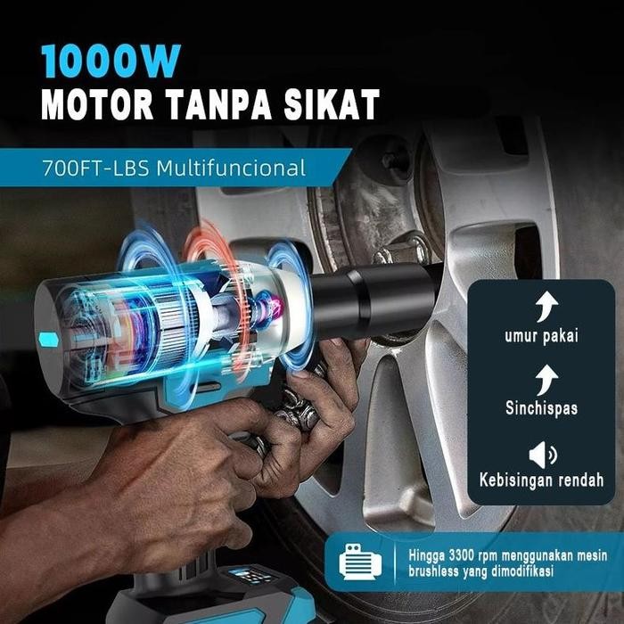 READY STOK MAKITA Impact Wrench 1090V Impact Baterai 588V Brushless 950N.M Electric Impact Wrench