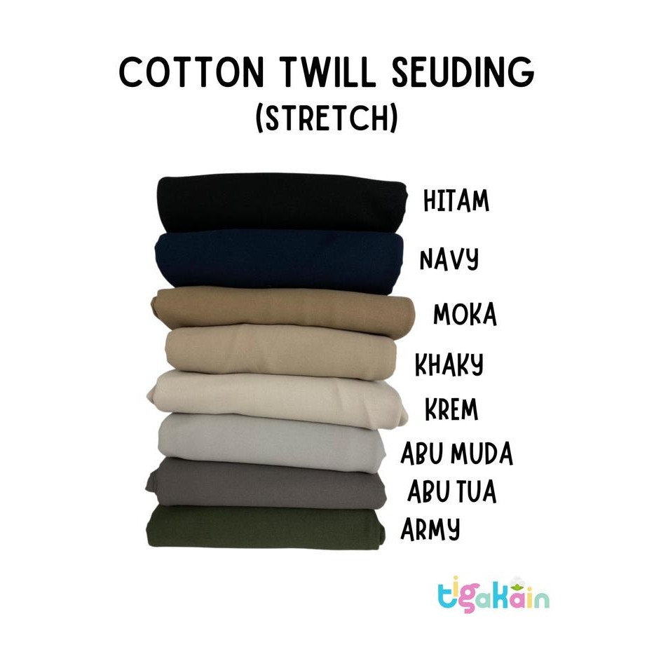 Bolden- 1 Meter Cotton Twill Stretch Sweding / Katun Twill Stret/ Bahan Chinos