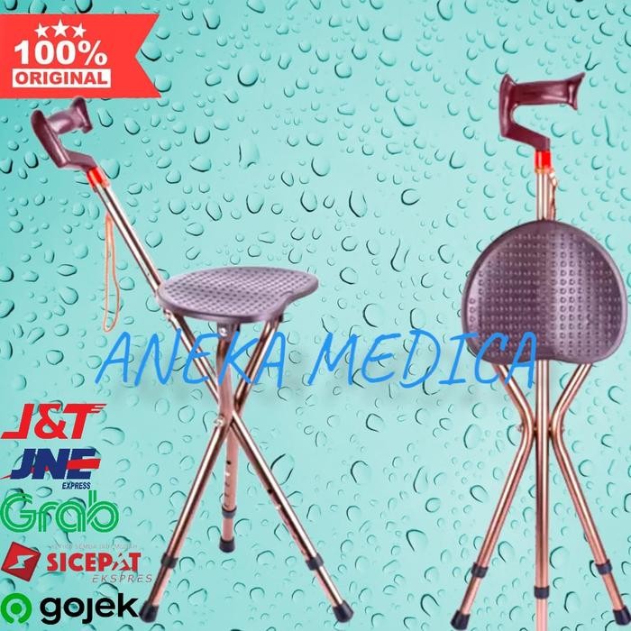 tongkat duduk orang tua kursi lipat