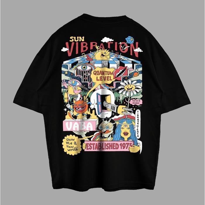 Modo- Hi Vaba Oversized Tshirt Vibration Kaos Streetwear Unisex Tee Combed Panjang Pria