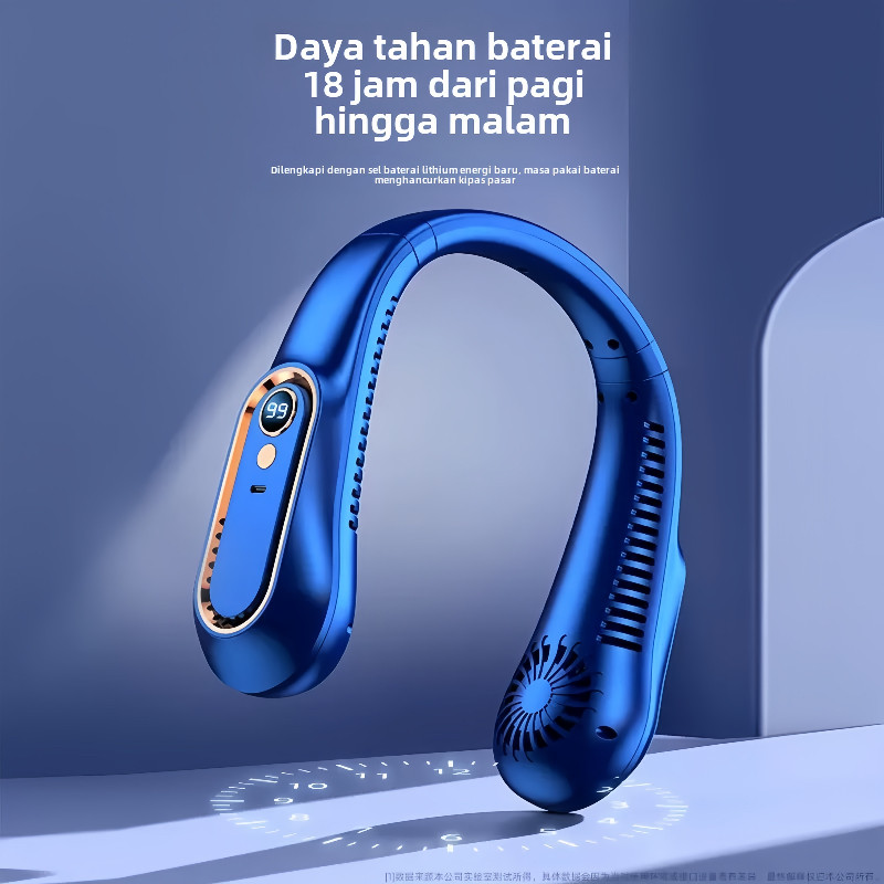 GUKOO Kipas Angin Leher Portable, 5 Speed, Baterai Tahan Lama, Ringan & Nyaman
