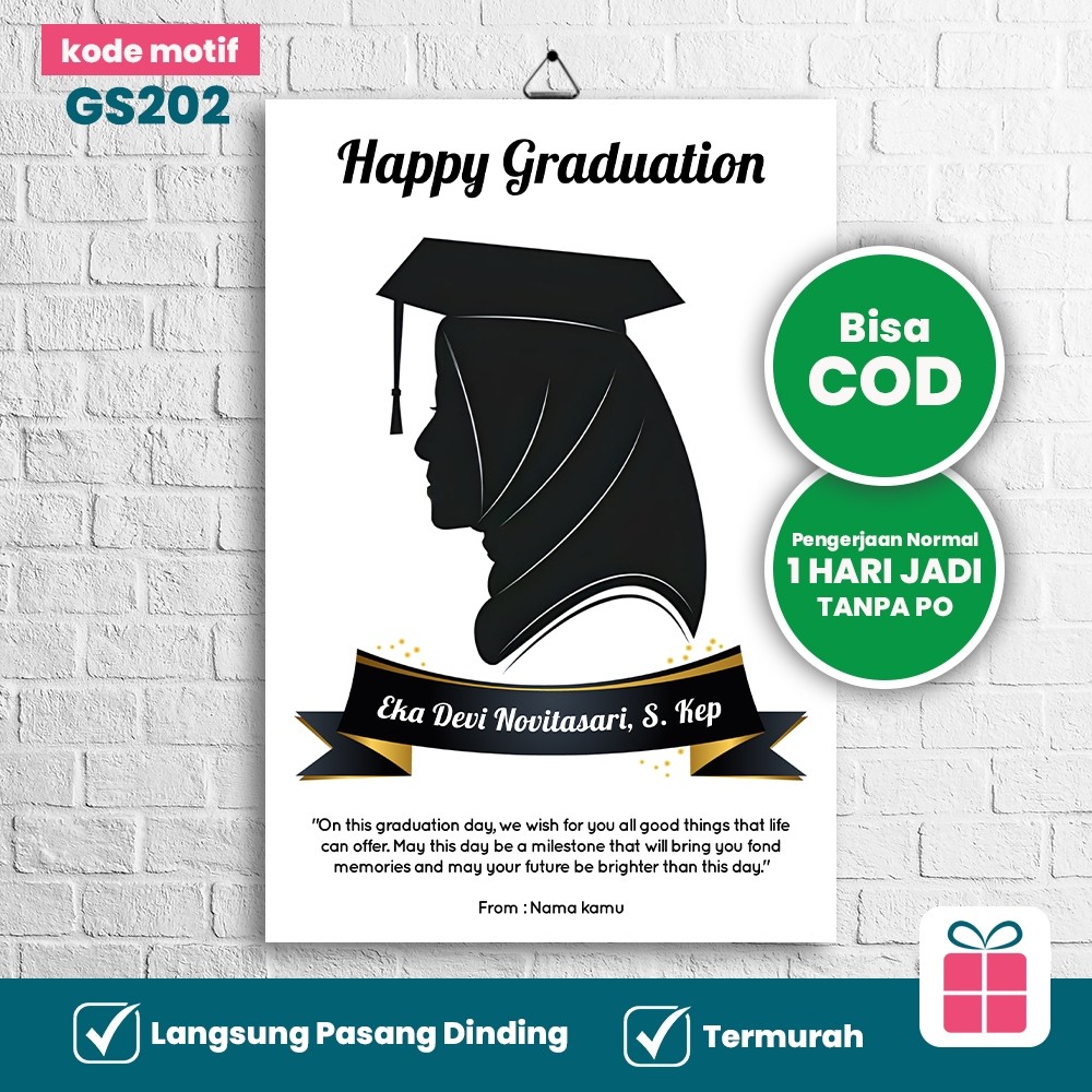 Bombardilomedis Hadiah / Kado Wisuda Cewek & Cowok Siluet Graduation Motif Gs201 Md2