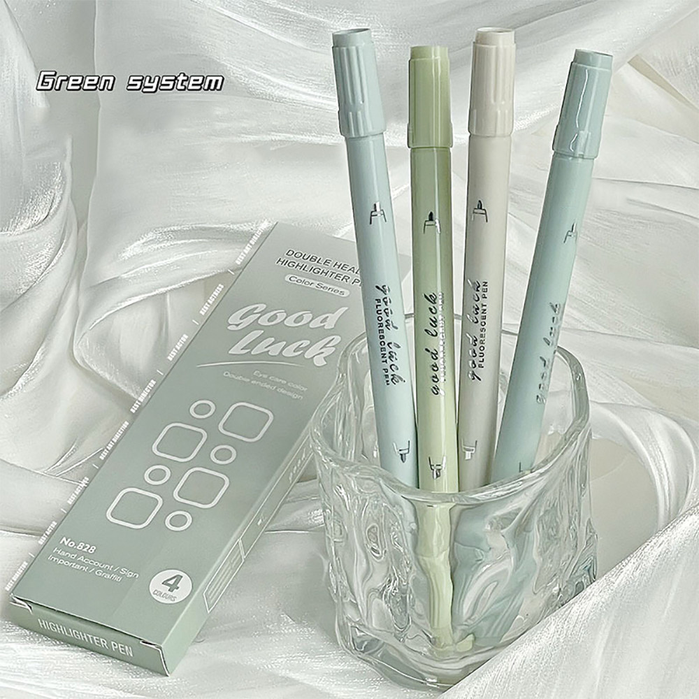 

4Pcs/Set Gradient Double Head Fluorescent Highlighter Pen Markers Pastel Drawing Pen For School