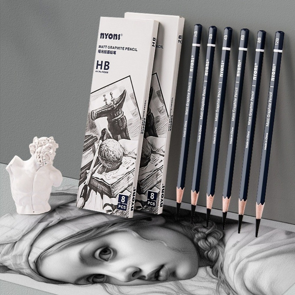 

Nyoni 6/8Pcs Matte Sketch Pencil Painting Art Graphite Pencils Wooden Student Shading Writing Sketch