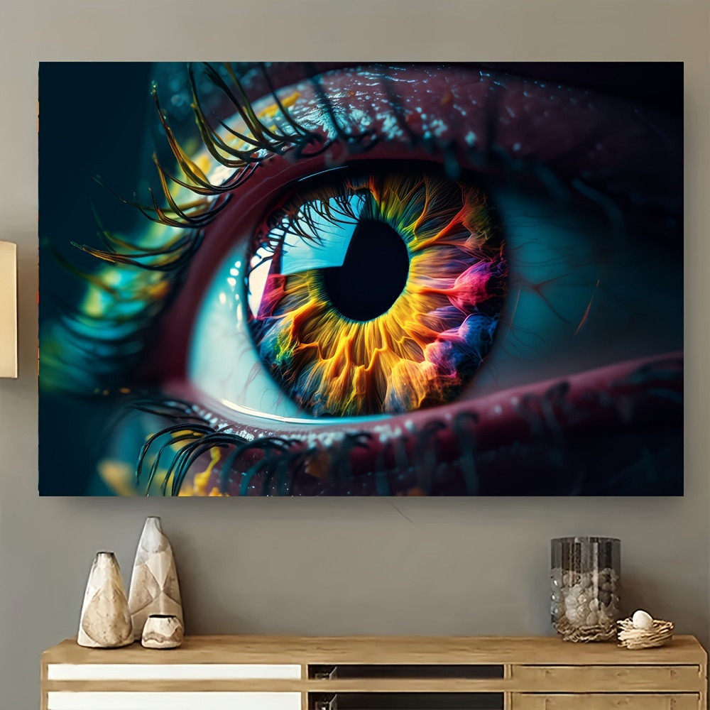 

2D 1Pc Framed Canvas Art, Modern Eye Art Canvas Print,Colorful Abstract Eye Design, Large Wall Art