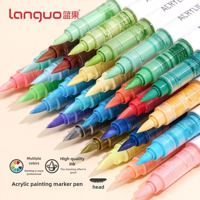 

Languo Large Capacity Direct Liquid Soft-Tip Acrylic Marker Pen Student Children'S Painting Brush