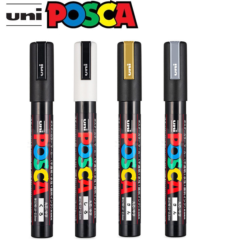 

Uni Posca Markers White Black Rotulador Permanente Caneta Posca Pinturas Con Pigmentacin Gold Silver