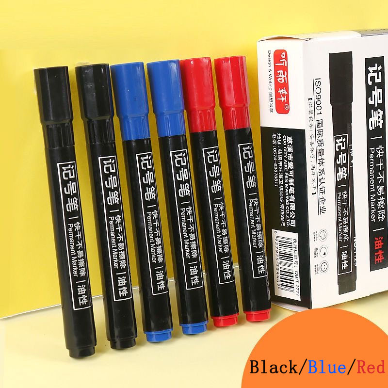 

5Pcs Waterproof Permanent Marker Pens For Logistics 1-3 Mm Nib Black Blue Red Art Poster Logistics,