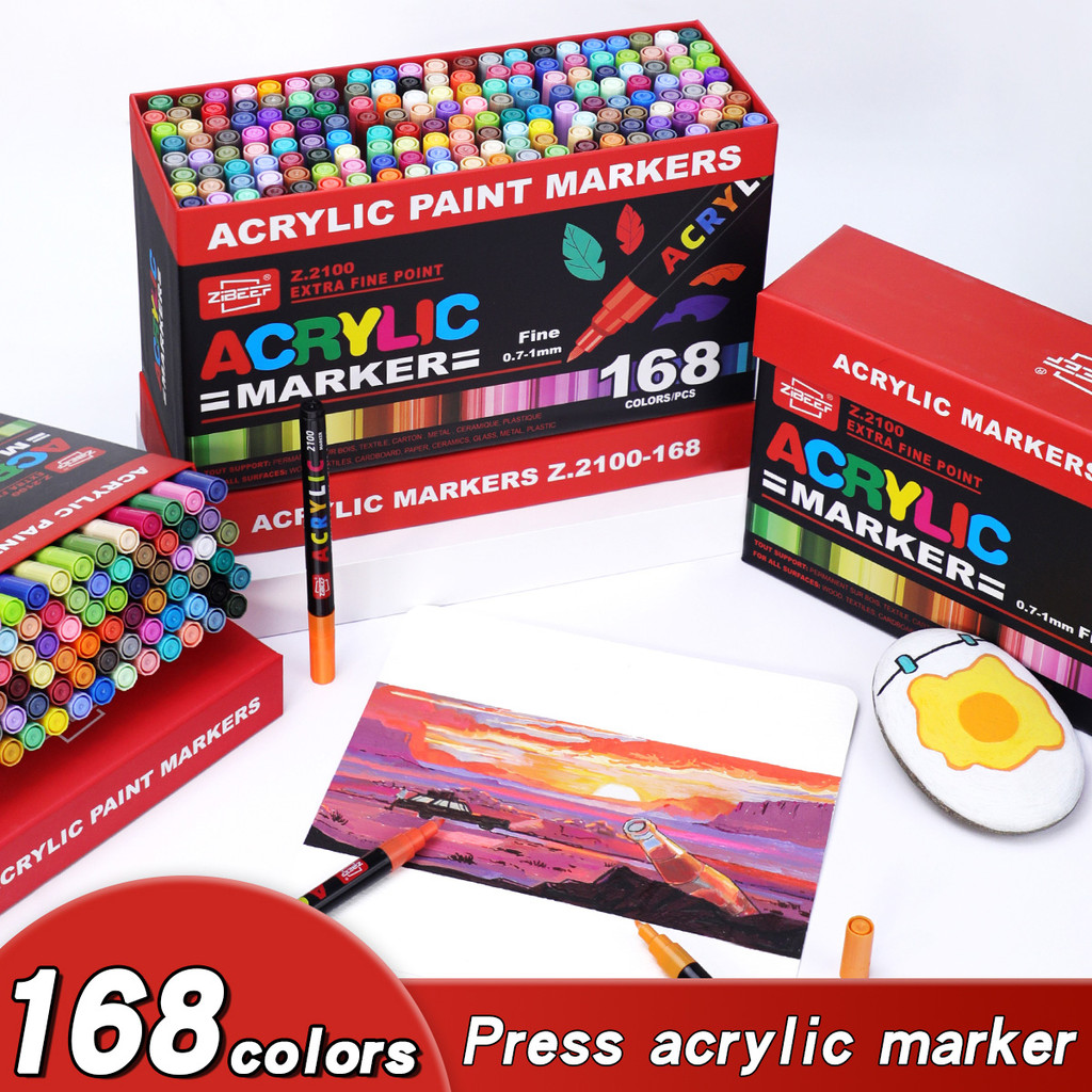 

168 Colors Permanent Acrylic Markers Pens Set, Quick Drying And Fade Resistant Fine Tip Marker For