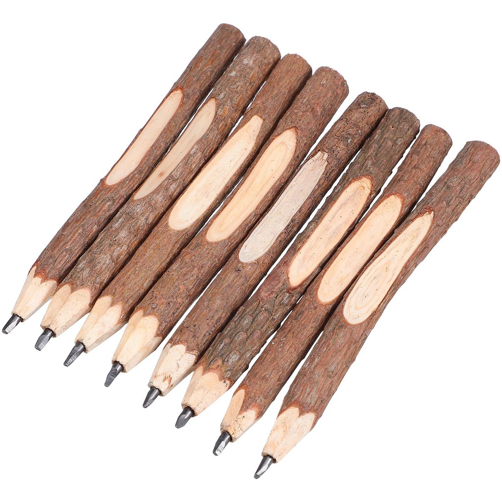 

8 Pcs Wooden Pencils Tree Bark Twig Natural Branch Rustic 13Cm Graphite Lead Creative Eco Friendly