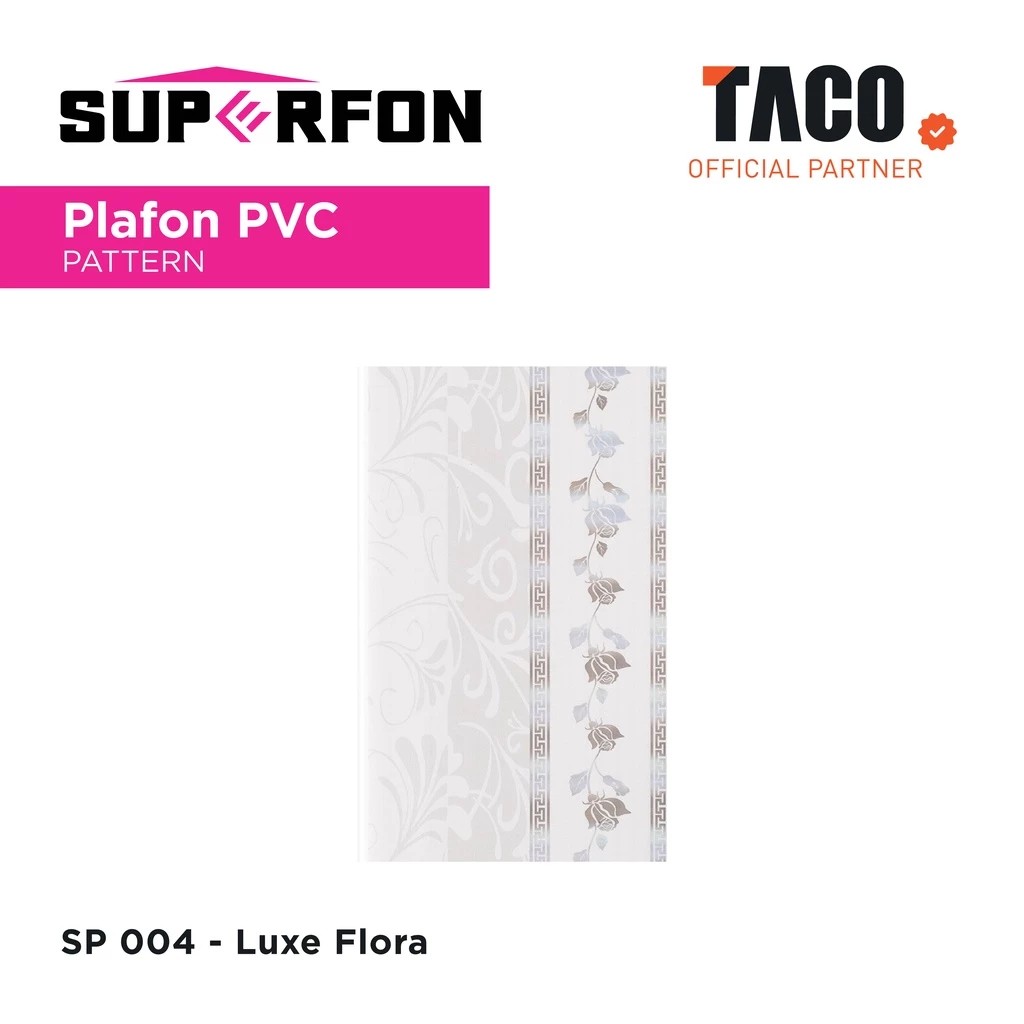 Superfon Plafon PVC Serat Kayu Glossy Tebal 8mm Panjang 6 Meter - SP 004 Luxe Flora