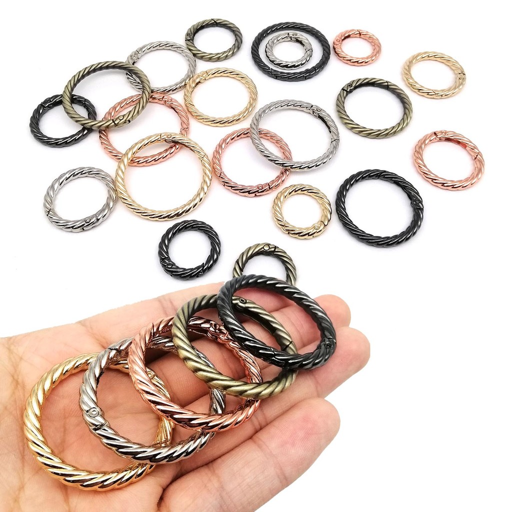 

Spring O Ring Open Twist Leather Bag Handbag Belt Strap Buckle Carabiner Connector Key Dog Chain