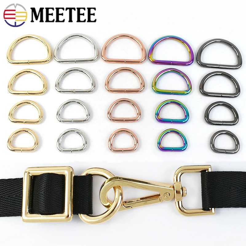 

10Pcs Meetee 13-50Mm Metal D Rings Gold Connection Ring Bag Hardware Shoes Garment Sewing Handbag
