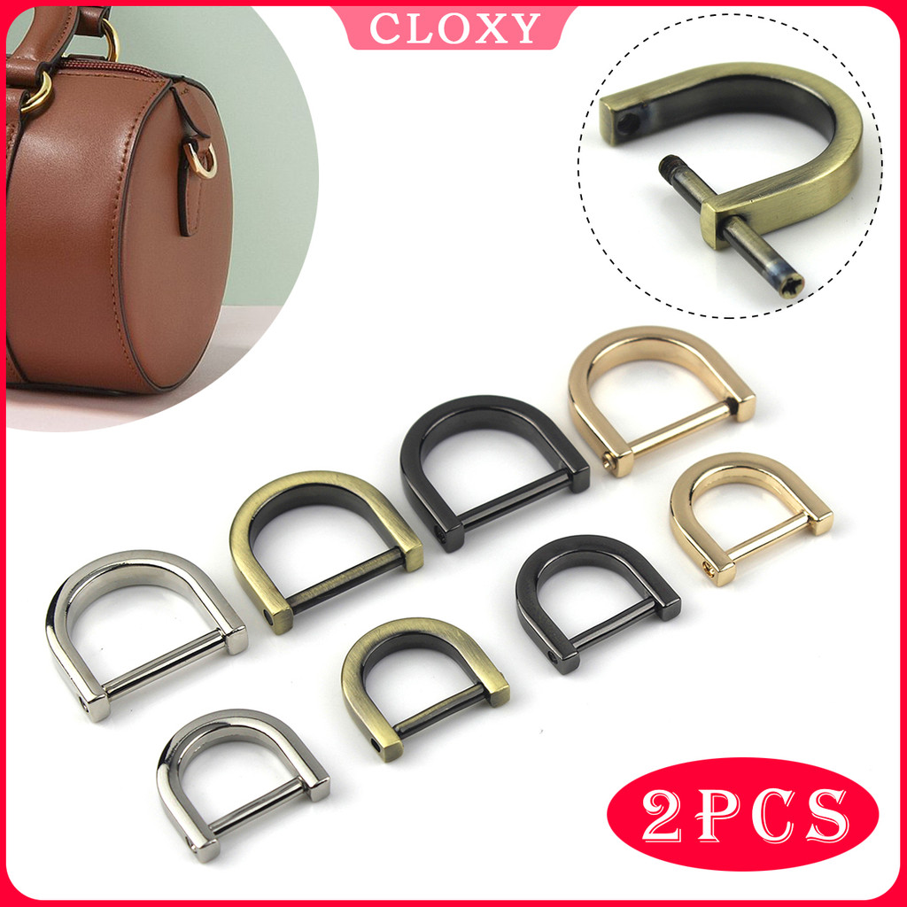 

2Pcs Metal D Ring Detachable Dee Rins Buckle Removable Shackle Clasp For Leather Craft Bag Strap