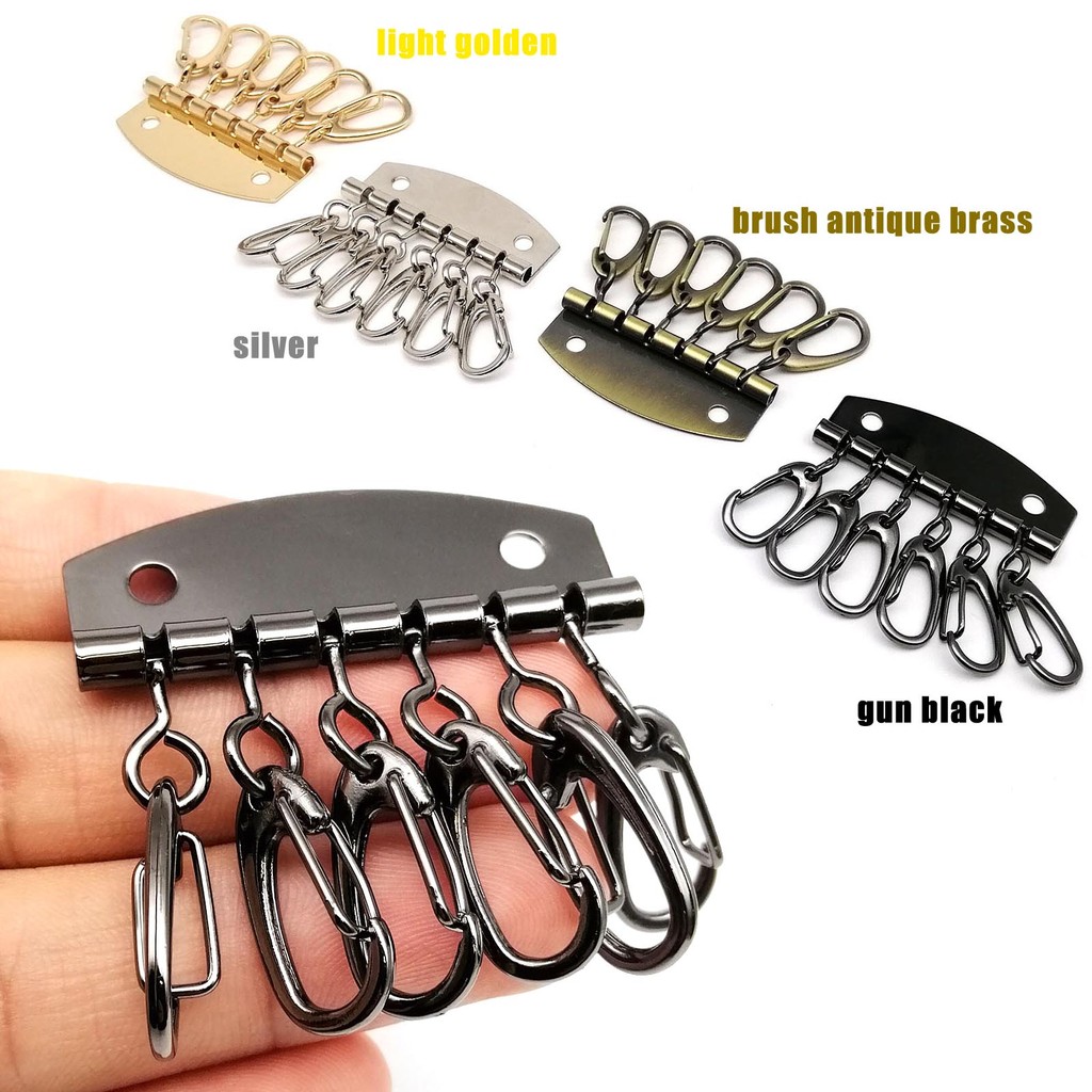 

High Quality Wallet Leather Bag Handbag Purse Keychain Keyring Key Ring Row Organizer 6 Hooks Clasp