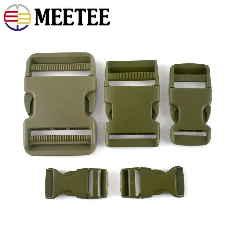 

5/10Pcs Armygreen Plastic Buckles Side Release Clasp Bag Webbing Adjuster Safety Belt Clip Pet