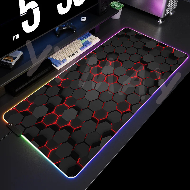 

Large Rgb Mouse Pad Geometric Xxl Gaming Mousepad Led Mouse Mat Gamer Mousepads Luminous Table Mats