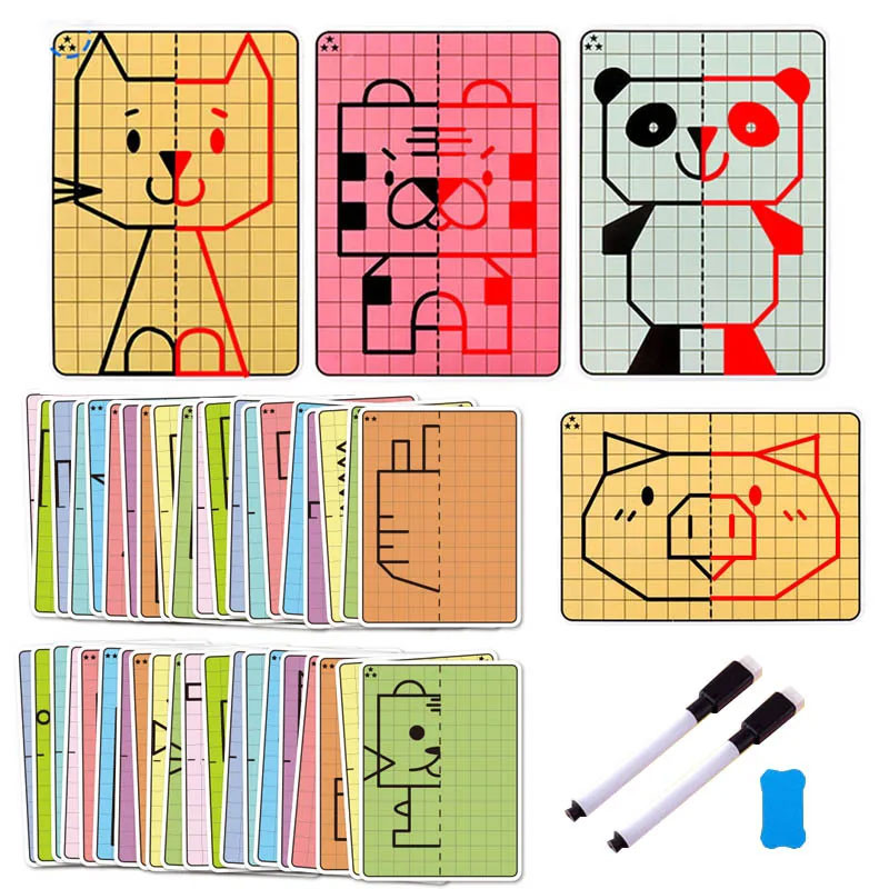 

30 Page Children'S Grid Symmetrical Drawing Toy Focuses On Fine Motor Skills Writing And 4-Color