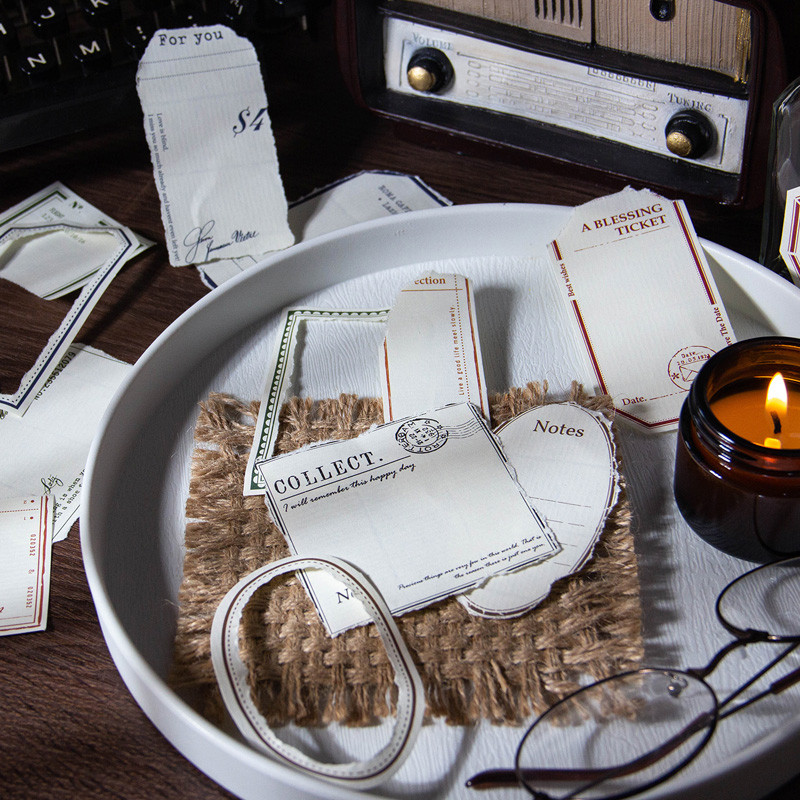 

Yoofun 50Pcs/Lot Vintage Label Style Material Papers Memo Pads Journaling Scrapbooking Diy Office