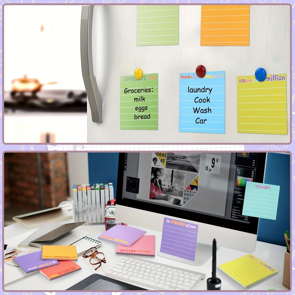 

12 Pcs Inspirational Sticky Notes With Lines Cute Motivational Sticky Note Pad Appreciation Sticky