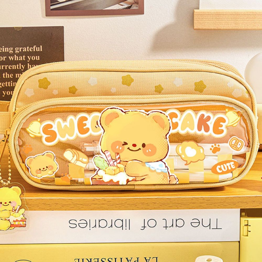 

Wear-Resistant Large Capacity Candy Colored Pencil Bag Dopamine Panda Stationery Storage Bag Bear