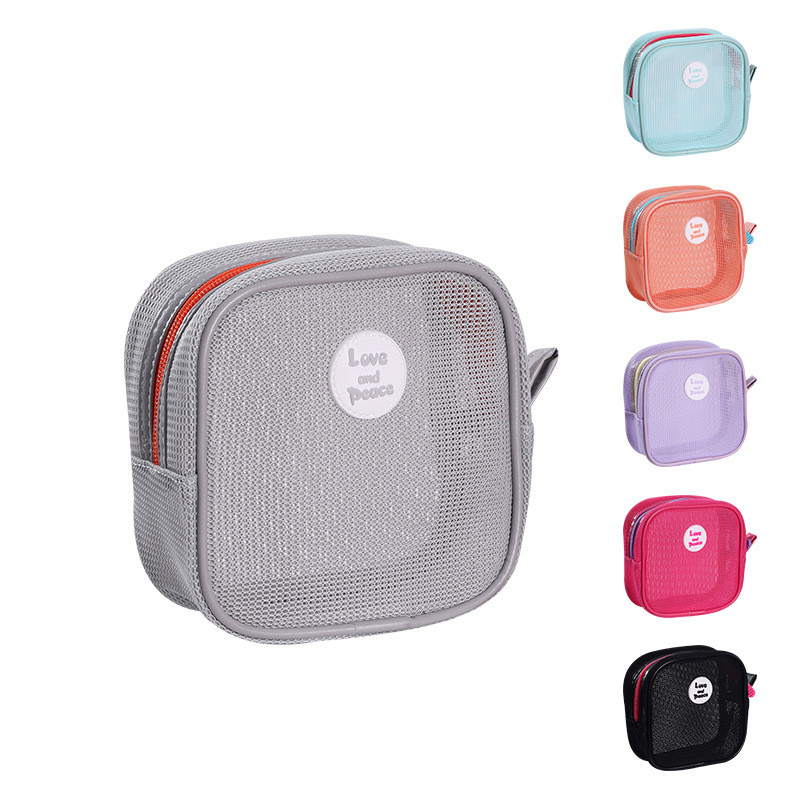 

Small Capacity Key Bags Transparent Cosmetic Bag Square Mesh Storage Pouch Mini Zipper Coin Purse