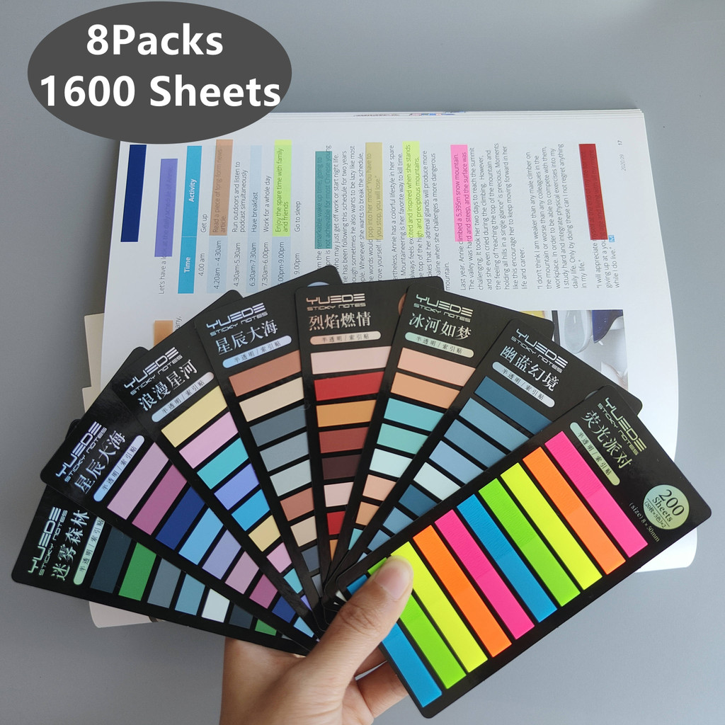 

8Packs 1600 Sheets Transparent Index Self-Sticky Notes Annotation Books Posted Itbookmarkers Tabs