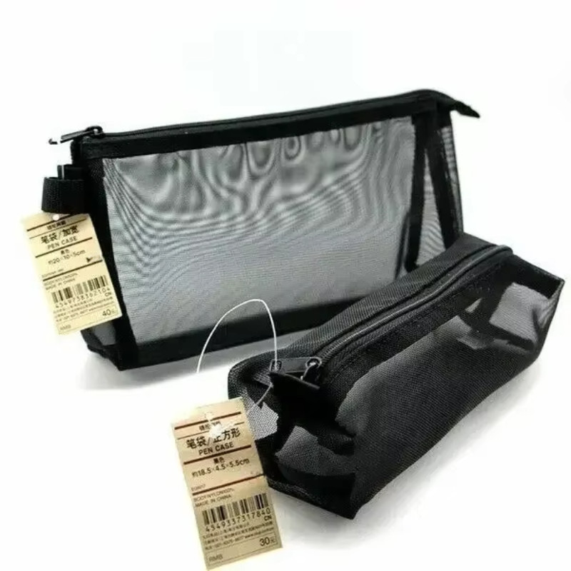 

Transparent Mesh Pencil Case Mujis Nylon Pencil Bag Large Capacity Creative Stationery Box Office