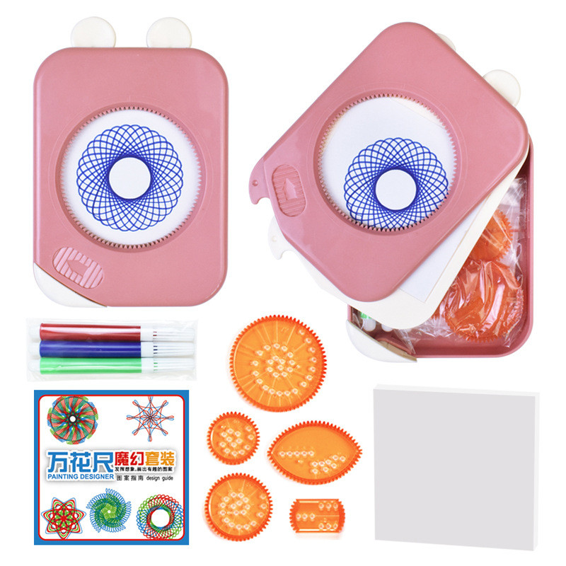 

Creative Educational Toy Set For Kids Storage Box With Interlocking Gear Wheels Drawing Ruler Paper