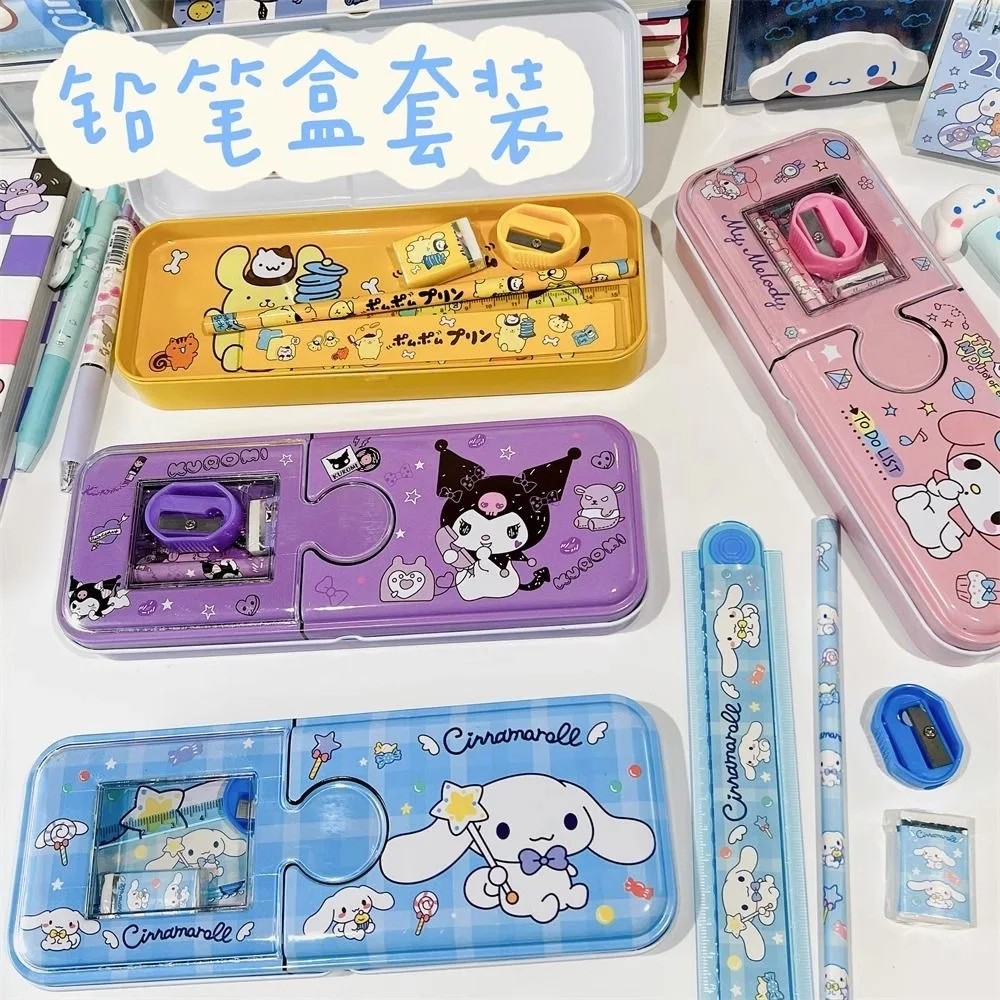

Sanrio Cartoon Stationery Pen Box Melody Kuromi Hello Kitty Cinnamoroll Pochacco Pencil Box Kids