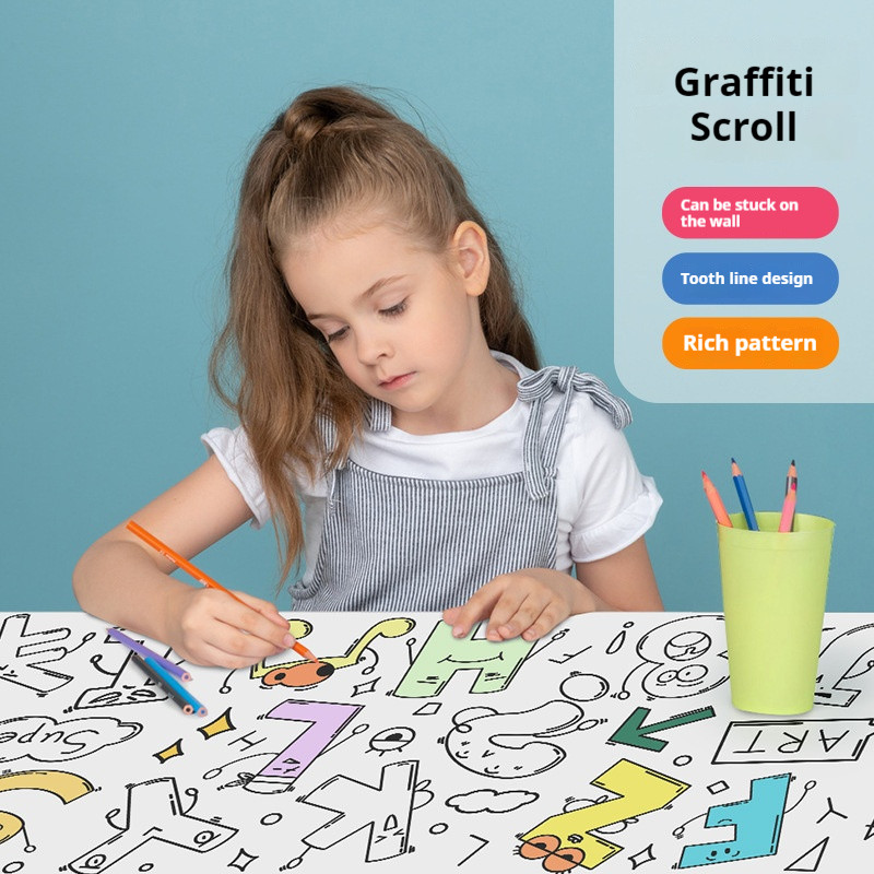 

300Cm Children'S Drawing Roll Color Filling Paper Graffiti Scroll Paper-Cut Painting Diy Educational