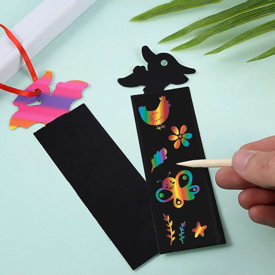 

12Pcs/Set Bookmark Scratching Painting Paper 4 Themes Available 12 Styles Ship Random Mini Handmade