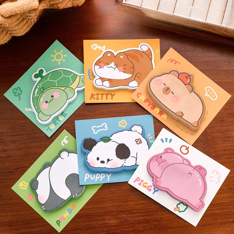 

6Pcs/Lot Ins Cute Animal Family Sticky Notes With Strong Sticky Message Cartoon Panda Happy N Times
