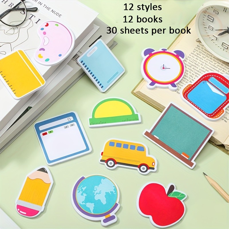 

12 Pcs Teacher Sticky Notes Cute Sticky Notes Back To School Sticky Notes Pencil Ruler Blackboard