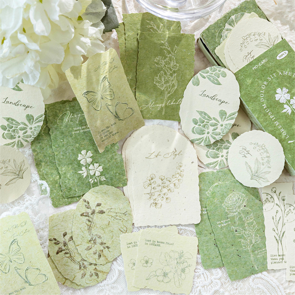 

30 Sheets Vintage Boxed Memo Pads Stickers Diy Art Collage Journal Scrapbooking Material School