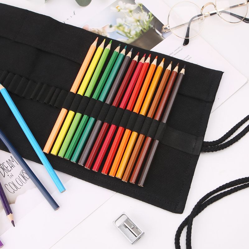 

Black Color School Pencil For Case Roller 12/24/36/48/72 Holes Canvas Roll Up Ma