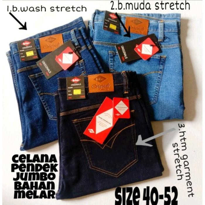 Wearon- Celana Pendek Jeans Jumbo Pria Bahan Karet