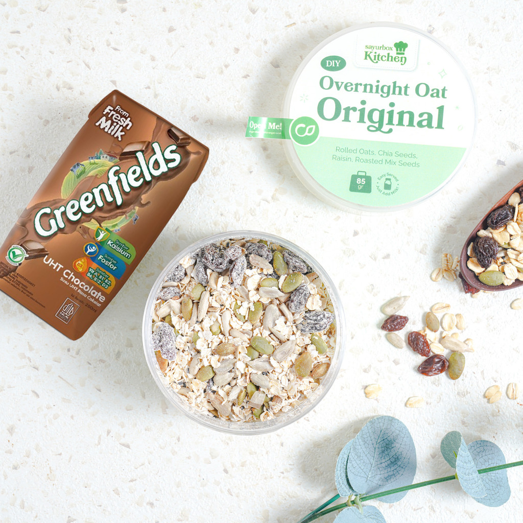 

Paket Sayurbox Kitchen Overnight Oat Original & Greenfields Susu UHT Chocolate 1 pack