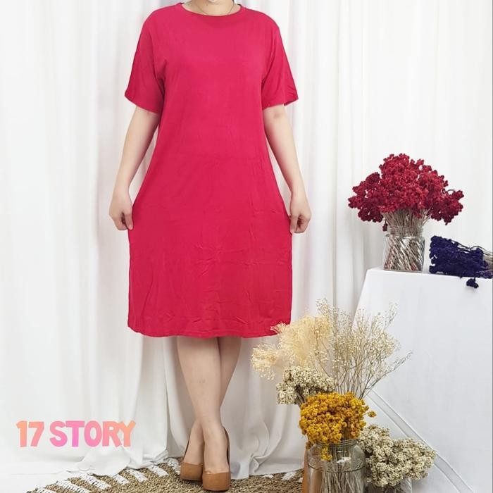 Aluna- Daster Kaos Polos Wanita Lengan Pendek Bahan Premium Adem/Daster Polos Jumbo